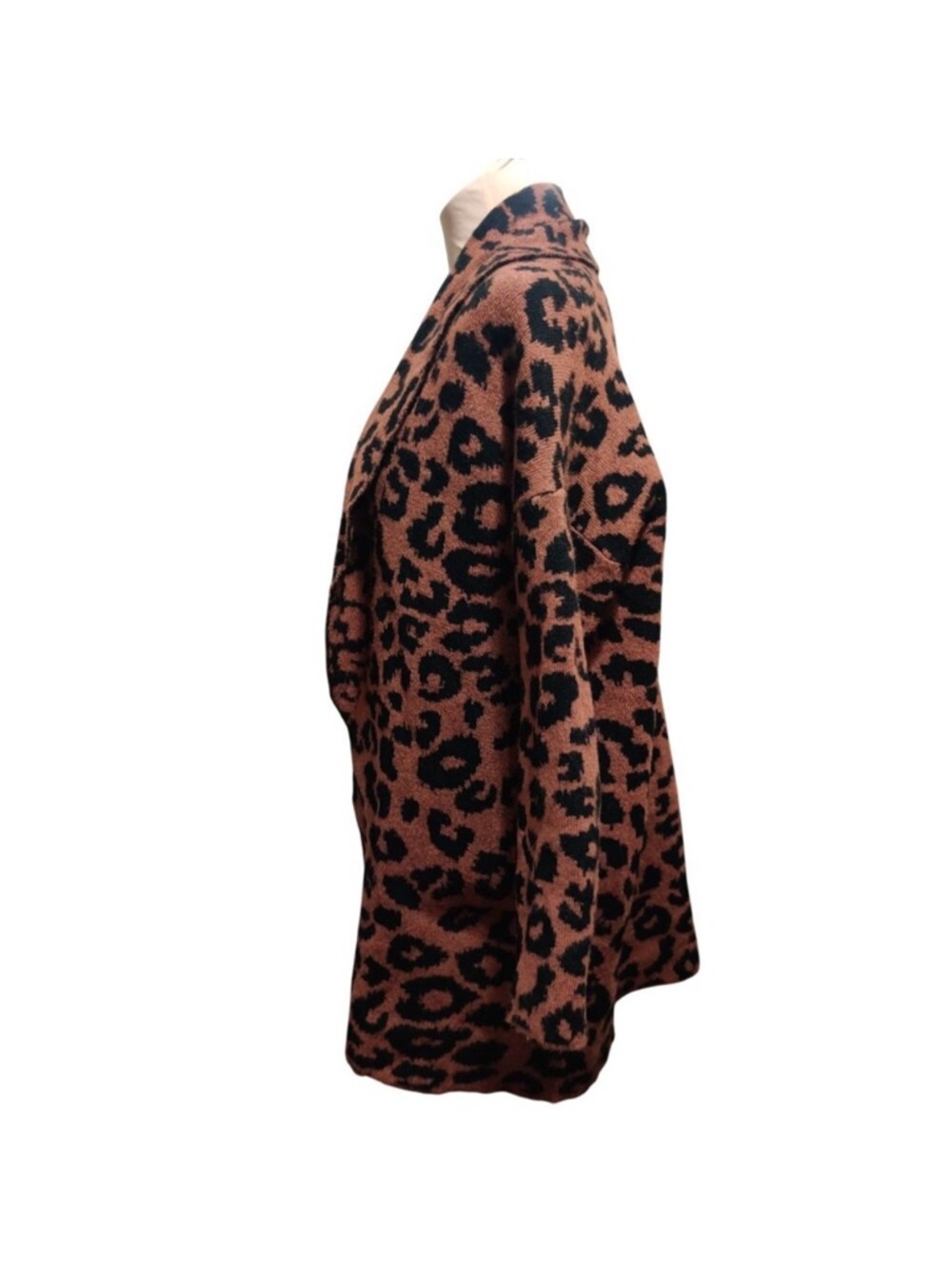 NWT Leopard Print Coatigan Sweater Size L Cozy Open Front Fall Cardigan - Picture 5 of 8
